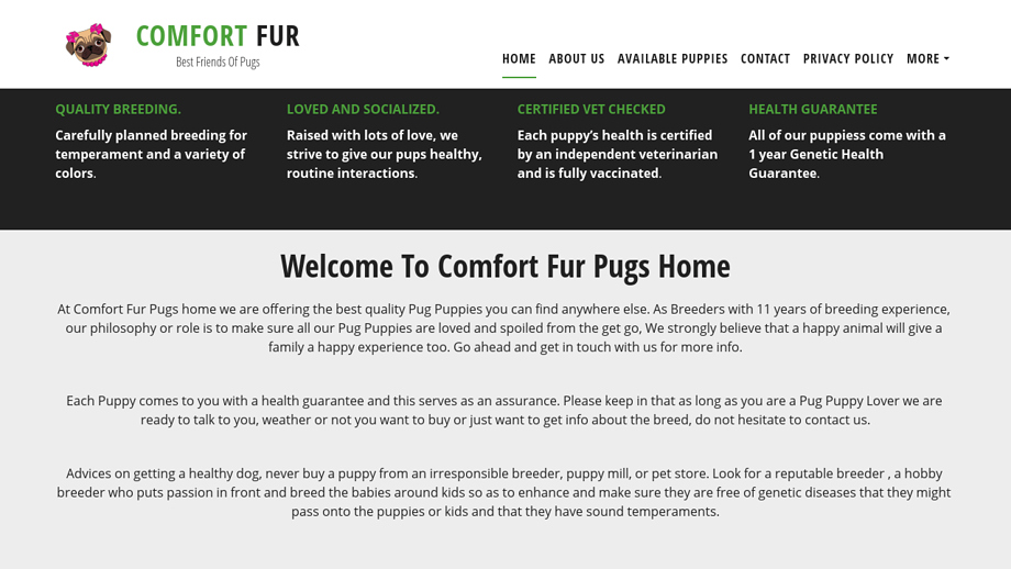 Comfortinfur.com - Pug Puppy Scam Review