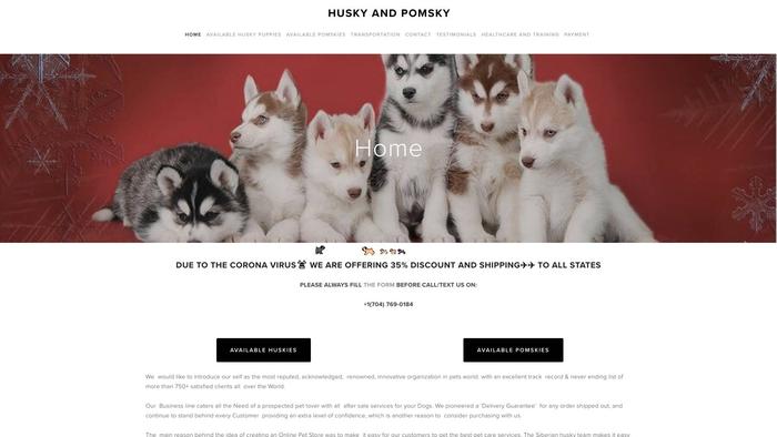 Huskyandpomsky.com - Husky Puppy Scam Review