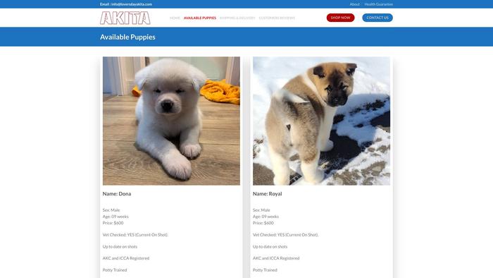 Loversdayakita.com - Akita Puppy Scam Review