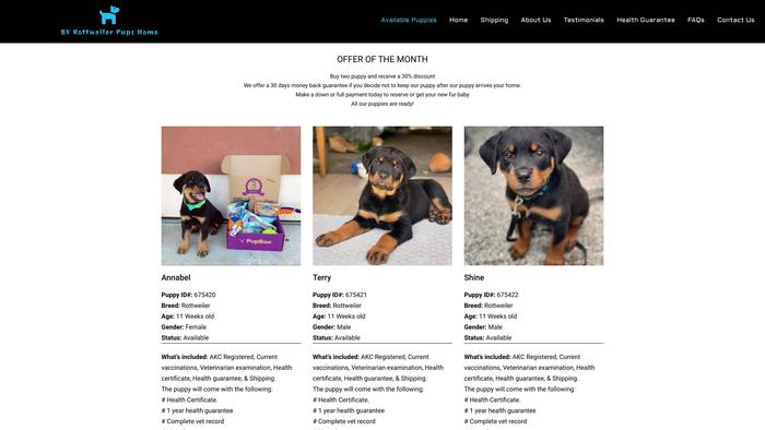 Byrottweilerpupshome.com - Rottweiler Puppy Scam Review