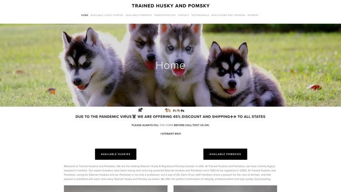 Trainedpomskyandhusky.com - Husky Puppy Scam Review