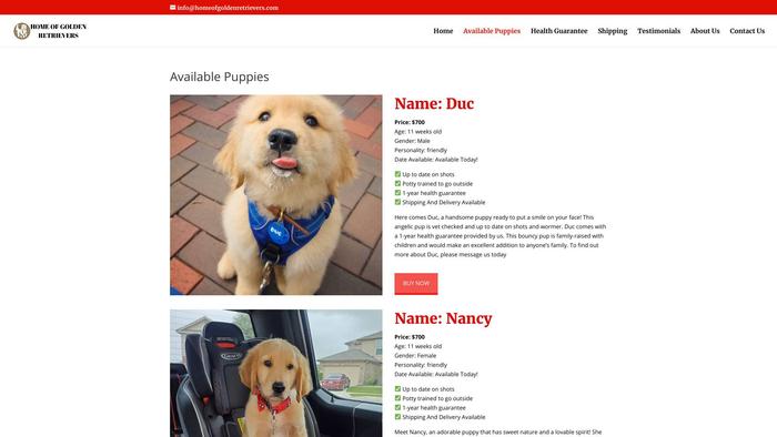 Homeofgoldenretrievers.com - Golden Retriever Puppy Scam Review