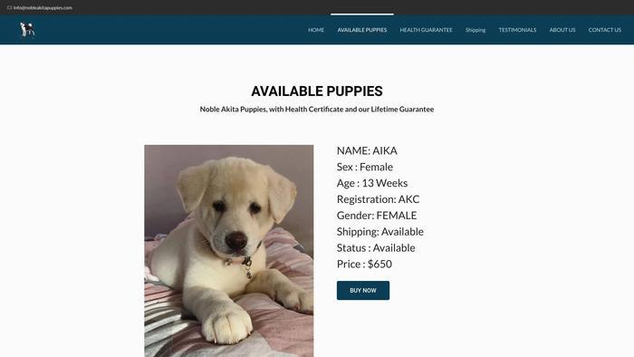 Nobleakitapuppies.com - Akita Puppy Scam Review