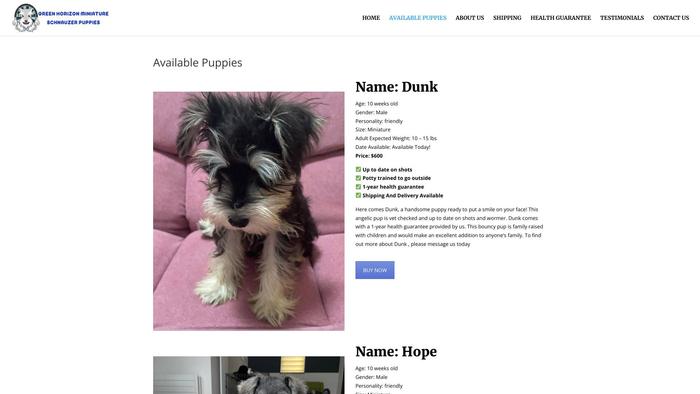 Greenhorizonminiatureschnauzerpuppies.com - Schnauzer Puppy Scam Review