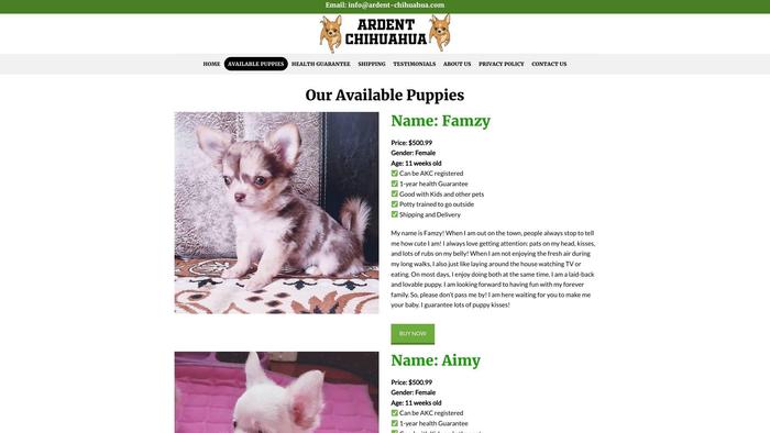 Ardent-chihuahua.com - Chihuahua Puppy Scam Review