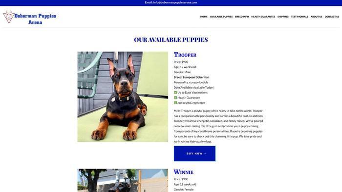 Dobermanpuppiesarena.com - Doberman Pinscher Puppy Scam Review