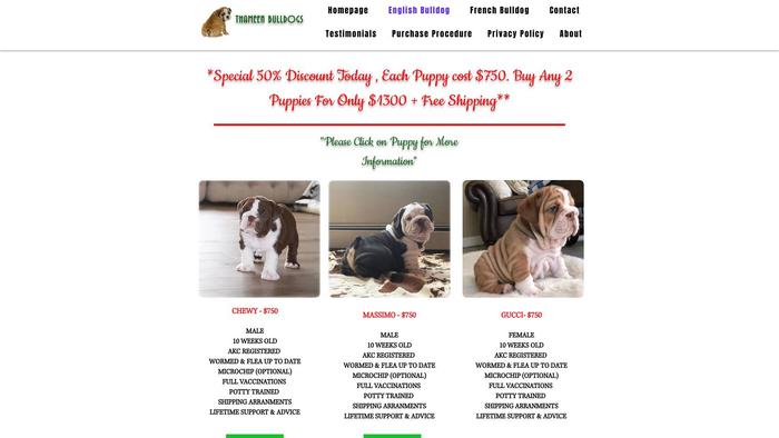 Thameenbulldogs.com - Bulldog Puppy Scam Review