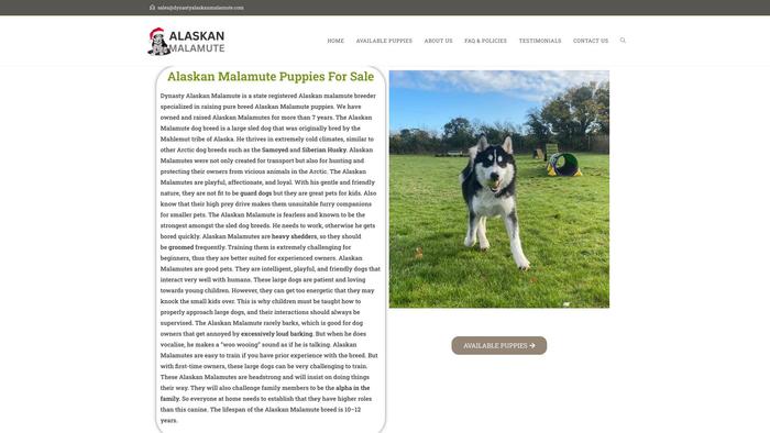 Dynastyalaskanmalamute.com - Malamute Puppy Scam Review