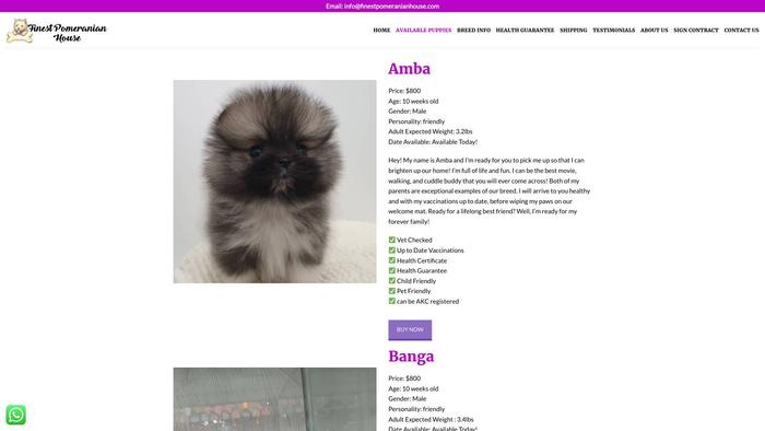 Finestpomeranianhouse.com - Pomeranian Puppy Scam Review